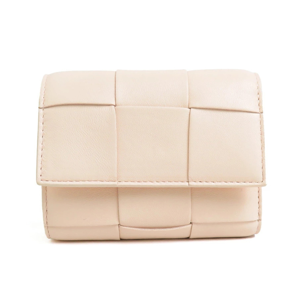 Bottega Veneta Tri fold Wallet Maxi Intrecciato Leather Pink